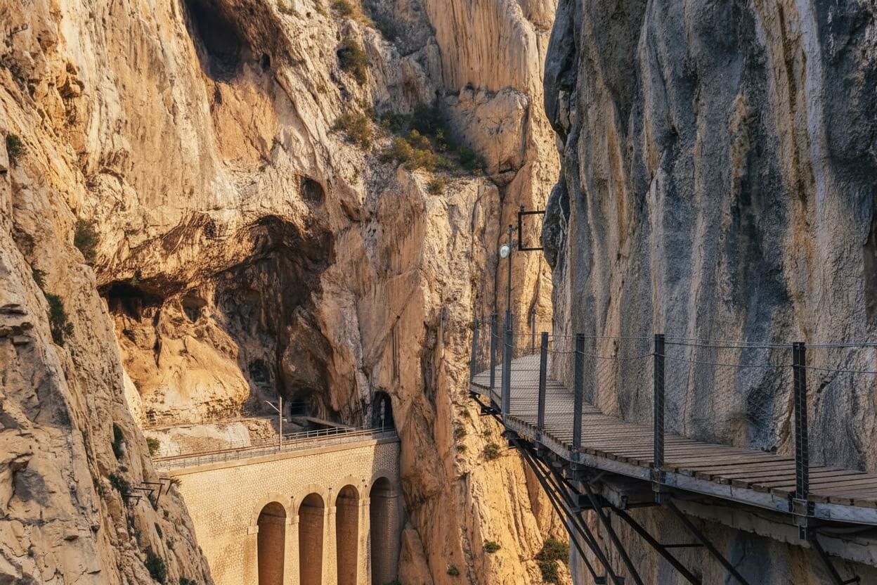 Caminito del Rey — Hängebrücke in der Schlucht Gaitanes, Málaga